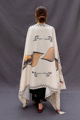 URGE - 3PC DHANAK EMBROIDERED SHIRT WITH TWILL PRINTED SHAWL AND TROUSER - HZG1461