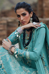 ELAN - 3PC DHANAK EMBROIDERED SHIRT WITH DHANAK EMBROIDERED SHAWL AND TROUSER - HZG2418