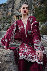 IMAGE - 3PC DHANAK EMBROIDERED SHIRT WITH DHANAK EMBROIDERED DUPATTA AND TROUSER - HZG2416