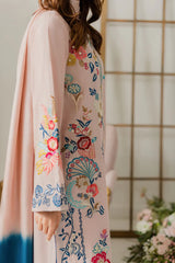 MIRANA - 3PC LAWN EMBROIDERED SHIRT WITH CHIFFON TYE AND DYE DUPATTA AND TROUSER - HZG2655