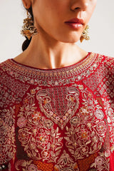 ZARA SHAH JAHAN - 3PC DHANAK EMBROIDERED SHIRT WITH DHANAK EMBROIDERED SHAWL AND TROUSER - HZG2448