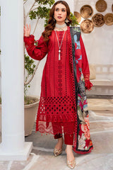 MARIA B - 3PC CHIKANKARI LAWN EMBROIDERED SHIRT WITH DIAMOND PRINTED DUPATTA AND TROUSER - HZG1561
