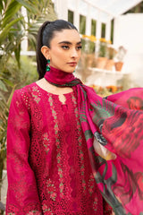 ELAF - 3PC LAWN CHIKANKAARI EMBROIDERED SHIRT WITH CHIFFON PRINTED DUPATTA AND TROUSER - HZG2768