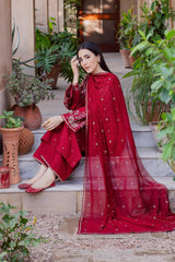 BATIK - 3PC LAWN EMBROIDERED SHIRT WITH CHIFFON EMBROIDERED DUPATTA AND TROUSER - HZG2960