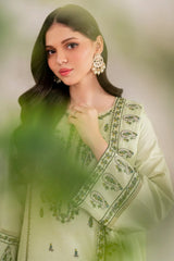 GARNET - 3PC LAWN EMBROIDERED SHIRT WITH LAWN EMBROIDERED DUPATTA AND TROUSER - HZG2076