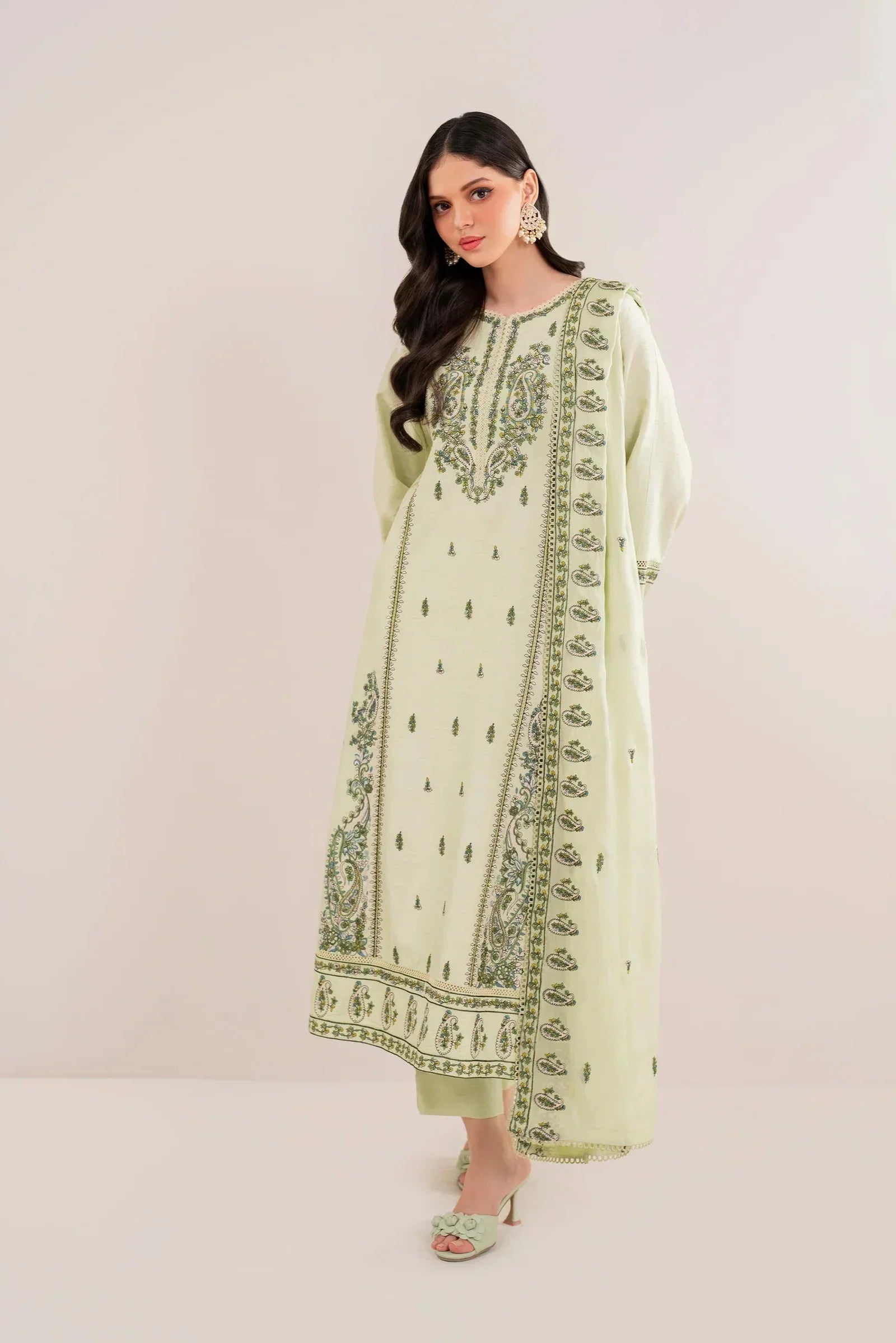 GARNET - 3PC LAWN EMBROIDERED SHIRT WITH LAWN EMBROIDERED DUPATTA AND TROUSER - HZG2076