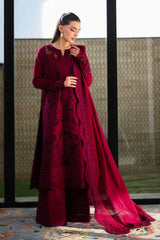 ZAIB - 3PC LAWN EMBROIDERED SHIRT WITH KHADDI NET EMBROIDERED DUPATTA AND TROUSER - HZG3023