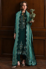 BATIK - 3PC DHANAK EMBROIDERED SHIRT WITH DHANAK  EMBROIDERED SHAWL AND TROUSER - HZU2525