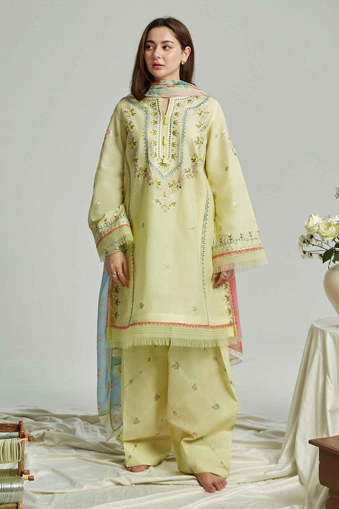 ZARA SHAH JAHAN - 3PC LAWN EMBROIDERED SHIRT WITH CHIFFON  PRINTED DUPATTA AND TROUSER - HZG2819