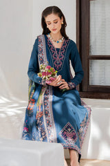 IZEL - 3PC LAWN EMBROIDERED SHIRT WITH CHIFFON PRINTED DUPATTA AND TROUSER - HZG2904
