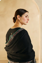 ZARA SHAHJAHAN - 3PC DHANAK EMBROIDERED SHIRT WITH DHANAK EMBROIDERED SHAWL AND TROUSER - HZG1381