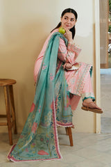 ZARA SHAH JAHAN - 3PC LAWN EMBROIDERED SHIRT WITH DIAMOND PRINTED DUPATTA AND TROUSER - HZG1642