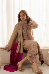 VINTAGE - 3PC LAWN EMBROIDERED SHIRT WITH TYE & DYE CHIFFON DUPATTA AND TROUSER - HZG2856