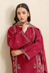 BEECHTREE - 3PC LAWN EMBROIDERED SHIRT WITH CHIFFON PRINTED DUPATTA AND TROUSER - HZG2757