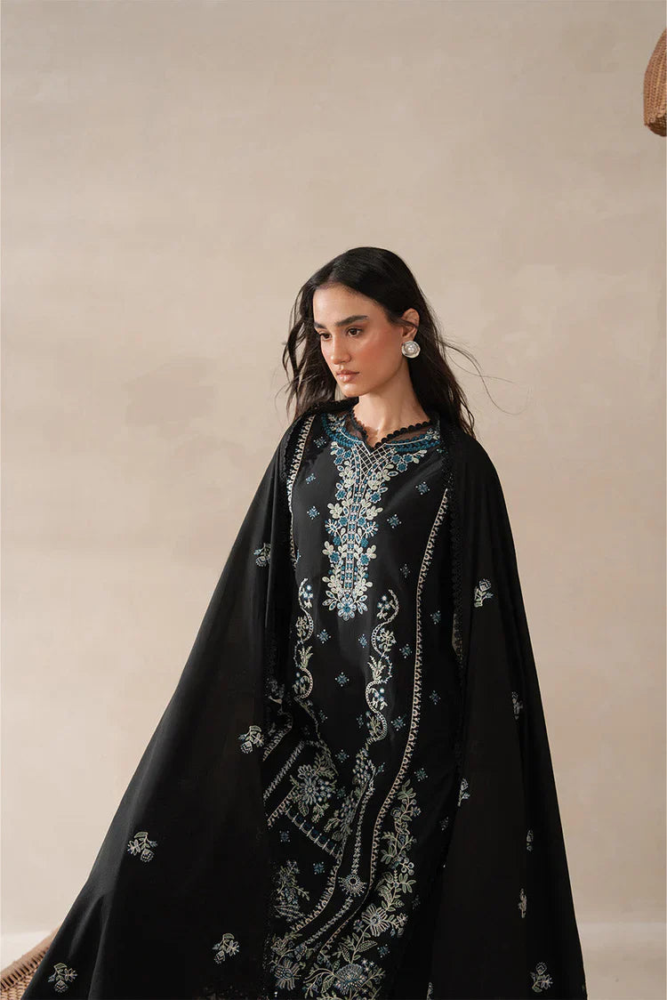 BEECHTREE - 3PC KARANDI EMBROIDERED SHIRT WITH KHADI NET EMBROIDERED DUPATTA AND TROUSER - HZU2433