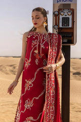 CRIMSON - 3PC LAWN EMBROIDERED SHIRT WITH CHIFFON EMBROIDERED DUPATTA AND TROUSER - HZG2711