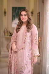 ANEELAS - 3PC LAWN CHIKANKAARI EMBROIDERED SHIRT WITH LAWN EMBROIDERED DUPATTA AND TROUSER - HZG2775
