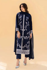 LAZULI - 3PC DHANAK EMBROIDERED SHIRT WITH CHIFFON DUPATTA AND TROUSER - HZG2609