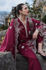 IMAGE - 3PC LAWN EMBROIDERED SHIRT WITH KHADI NET EMBROIDERED DUPATTA AND TROUSER - HZG2650
