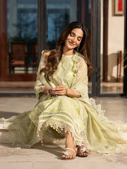 IZEL - 3PC LAWN EMBROIDERED SHIRT WITH KHADI NET EMBROIDERED DUPATTA AND TROUSER - HZG2637