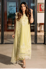 IZEL - 3PC LAWN EMBROIDERED SHIRT WITH KHADI NET EMBROIDERED DUPATTA AND TROUSER - HZG2637