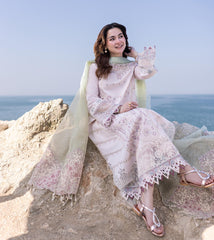 QALAMKAR - 3PC LAWN CHIKANKAARI EMBROIDERED SHIRT WITH ORGANZA EMBROIDERED DUPATTA AND TROUSER - HZG2264